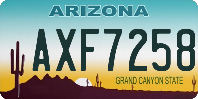 AZ license plate AXF7258