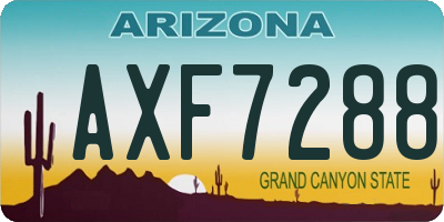 AZ license plate AXF7288