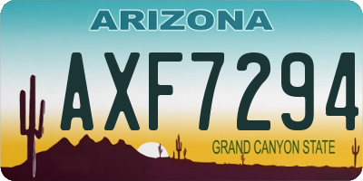 AZ license plate AXF7294