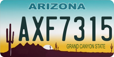 AZ license plate AXF7315