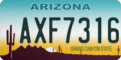 AZ license plate AXF7316