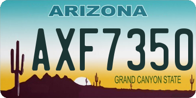 AZ license plate AXF7350