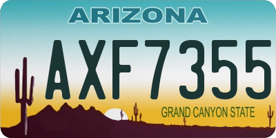 AZ license plate AXF7355