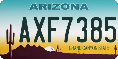AZ license plate AXF7385