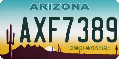 AZ license plate AXF7389