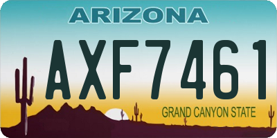 AZ license plate AXF7461