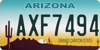 AZ license plate AXF7494