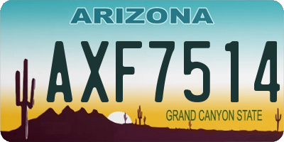 AZ license plate AXF7514