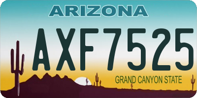 AZ license plate AXF7525