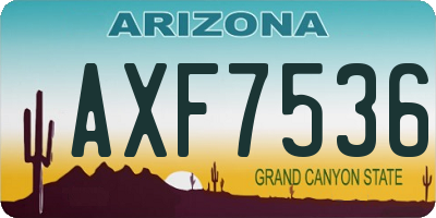 AZ license plate AXF7536