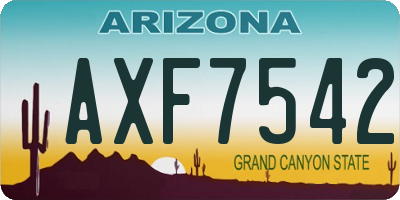 AZ license plate AXF7542