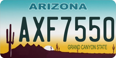 AZ license plate AXF7550