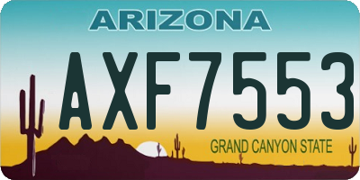 AZ license plate AXF7553