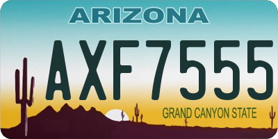 AZ license plate AXF7555
