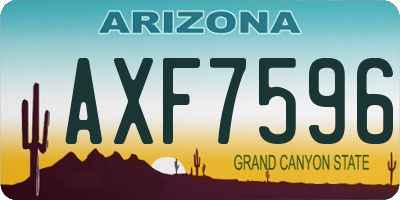 AZ license plate AXF7596