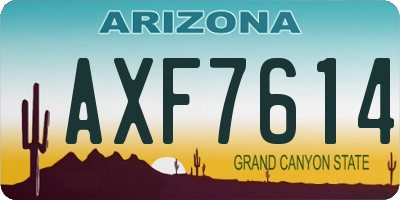 AZ license plate AXF7614