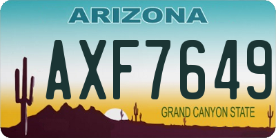 AZ license plate AXF7649