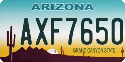 AZ license plate AXF7650