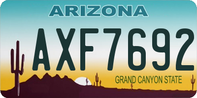 AZ license plate AXF7692