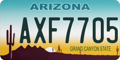 AZ license plate AXF7705