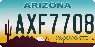 AZ license plate AXF7708