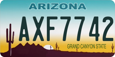 AZ license plate AXF7742