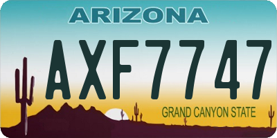 AZ license plate AXF7747