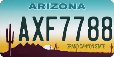 AZ license plate AXF7788