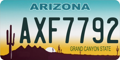 AZ license plate AXF7792