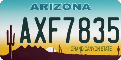 AZ license plate AXF7835