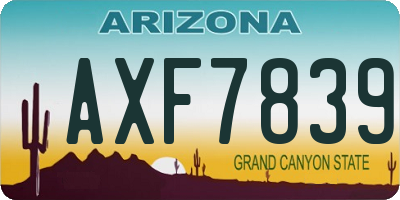 AZ license plate AXF7839