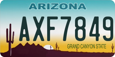AZ license plate AXF7849