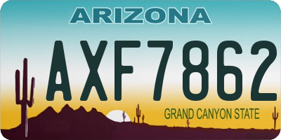 AZ license plate AXF7862