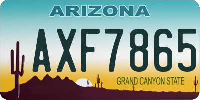 AZ license plate AXF7865