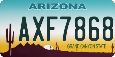 AZ license plate AXF7868