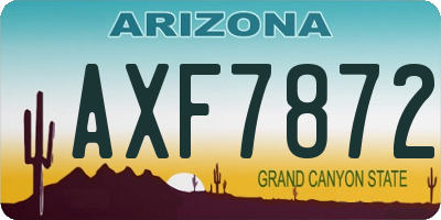 AZ license plate AXF7872
