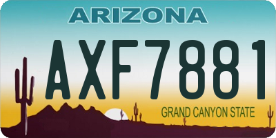 AZ license plate AXF7881