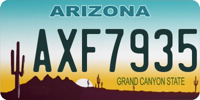 AZ license plate AXF7935