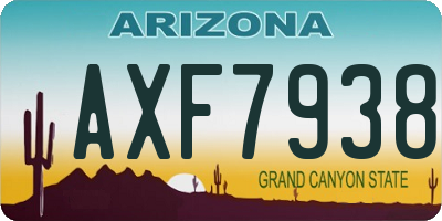 AZ license plate AXF7938