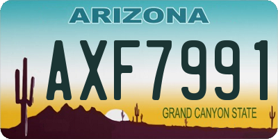 AZ license plate AXF7991