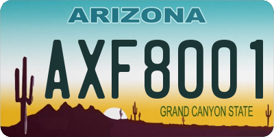 AZ license plate AXF8001