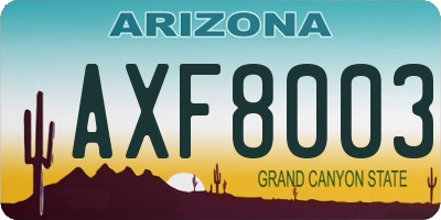 AZ license plate AXF8003