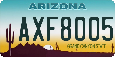 AZ license plate AXF8005