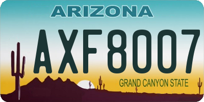 AZ license plate AXF8007