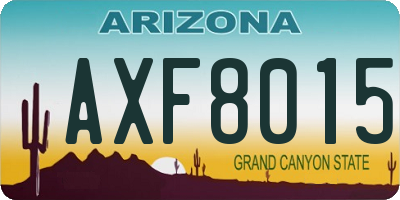 AZ license plate AXF8015