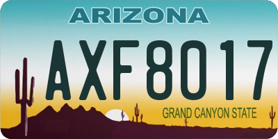 AZ license plate AXF8017