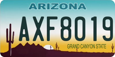 AZ license plate AXF8019