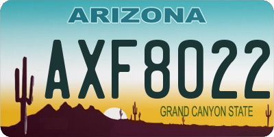 AZ license plate AXF8022