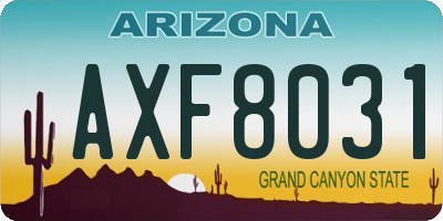 AZ license plate AXF8031
