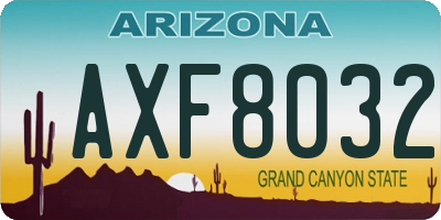 AZ license plate AXF8032